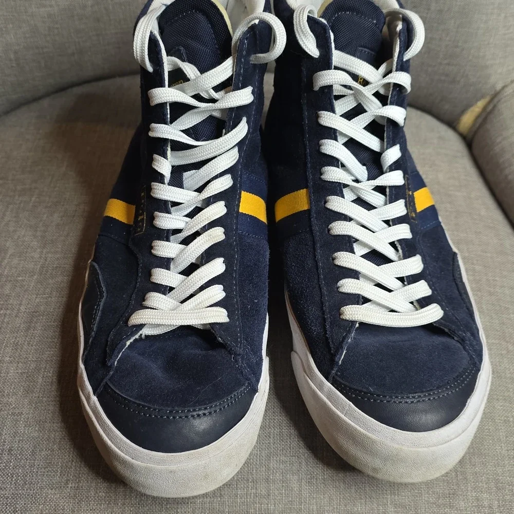 Polo Ralph Lauren‎ Suede Sneakers Gervin Mid Top 9.5 Navy Color Block